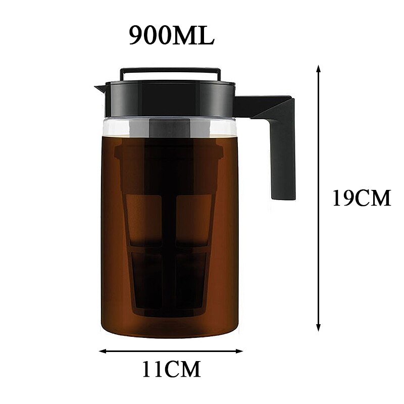 900ml Cold Brew Iced Coffee Maker Airtight Seal Silicone Handle Coffee Kettle Non-Slip Silicone Handle Coffee Kettle New Hot P1